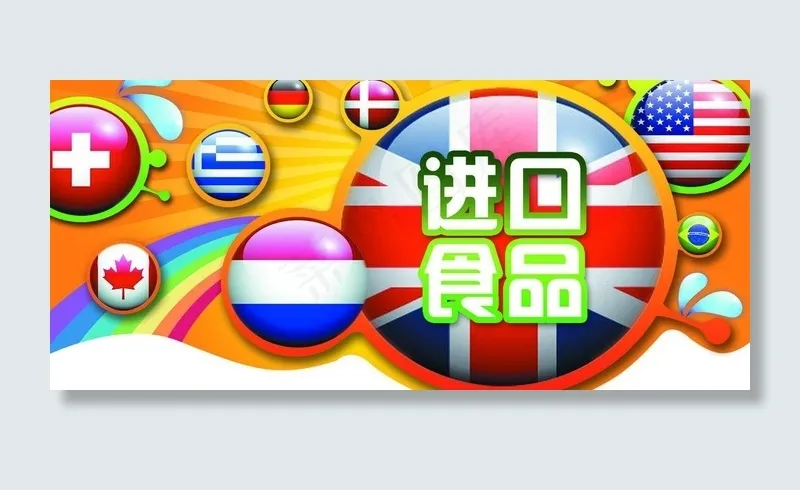 进口食品展板图片psd模版下载