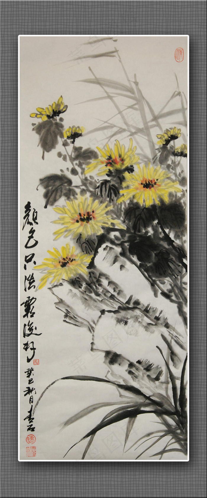 青石国画菊花图片