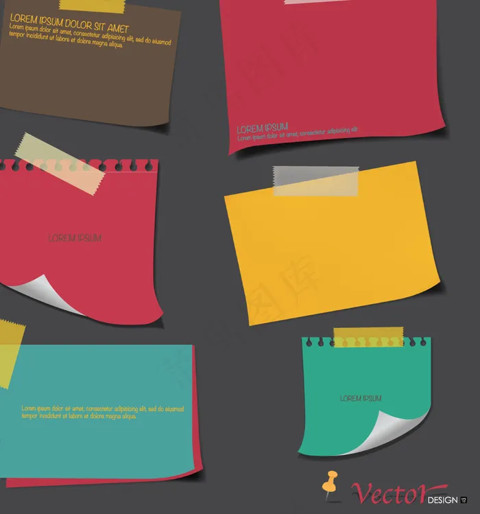 彩纸便签设计矢量素材-2eps,ai矢量模版下载