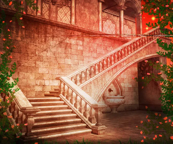 楼梯的梦幻城堡的背景