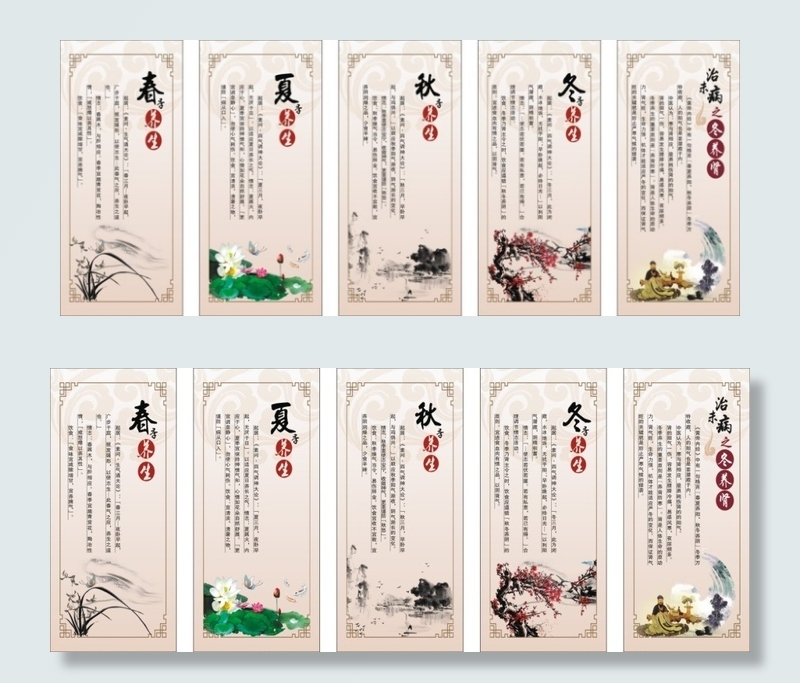 春夏秋冬养生展板(1850X3500)cdr矢量模版下载