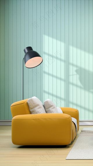 休闲黄色沙发高清摄影图片