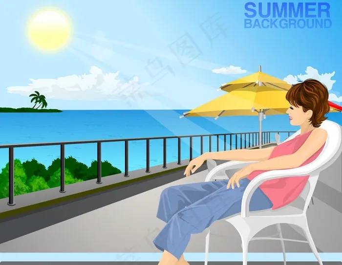 夏天风景素材图片psd模版下载