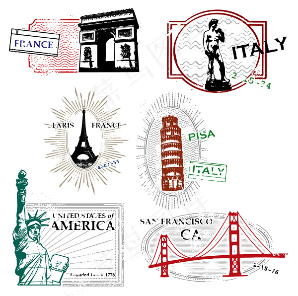 纪念邮戳矢量素材