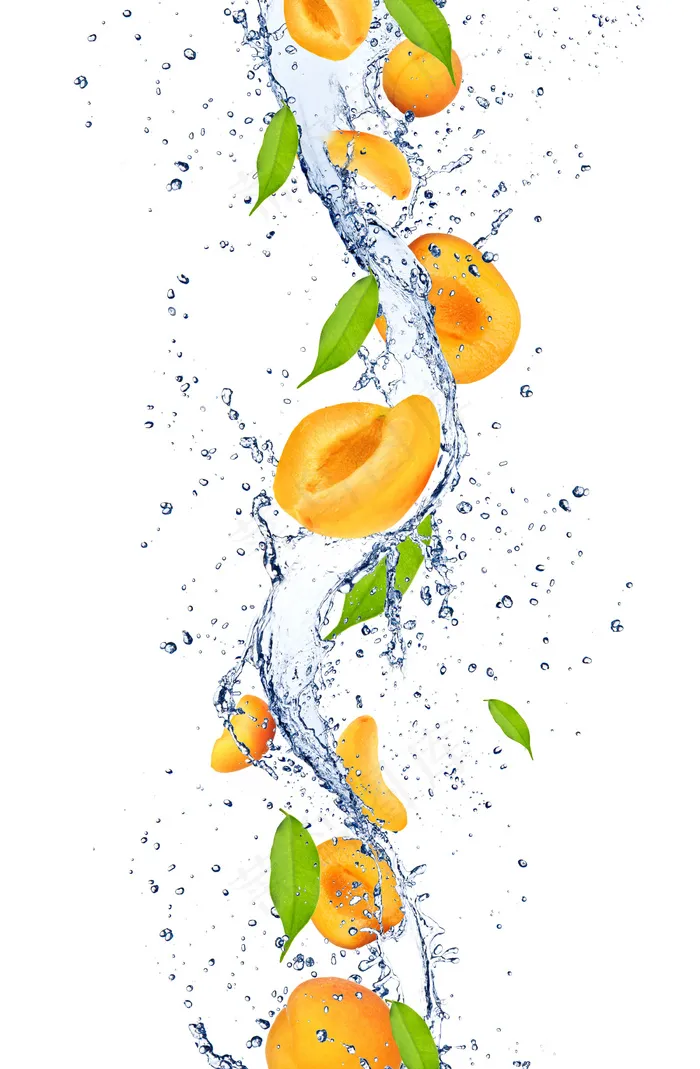 新鲜杏子与动感水花