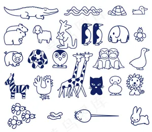 动物简笔画矢量图