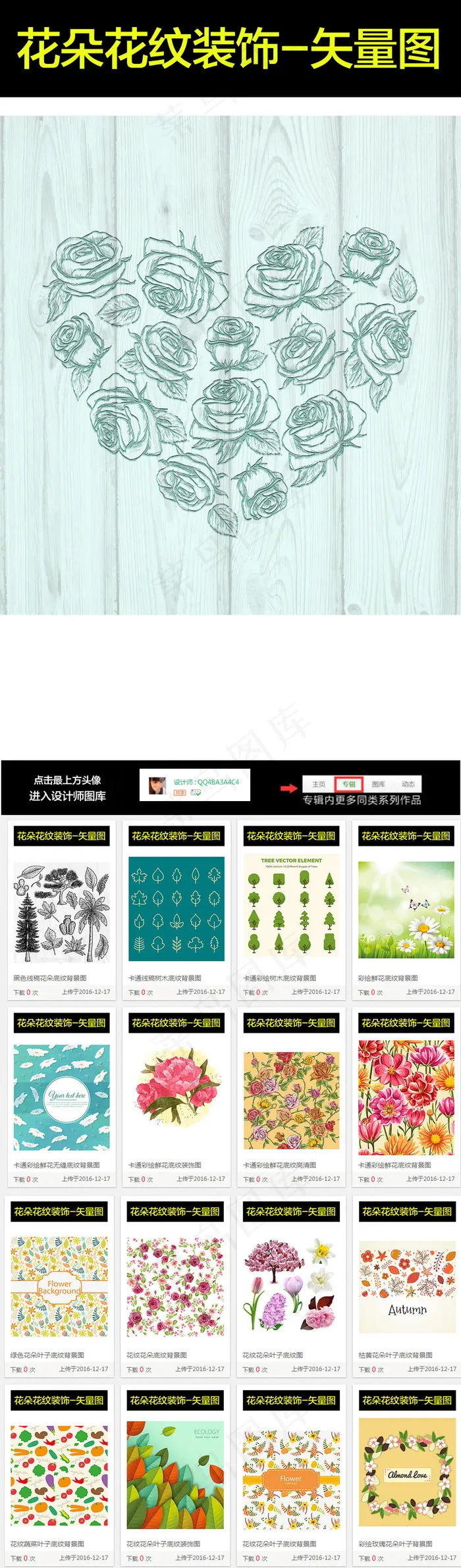 彩色卡通古板花朵花纹