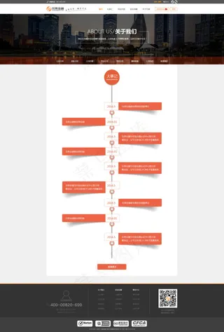 公司历程金融投资网页界面