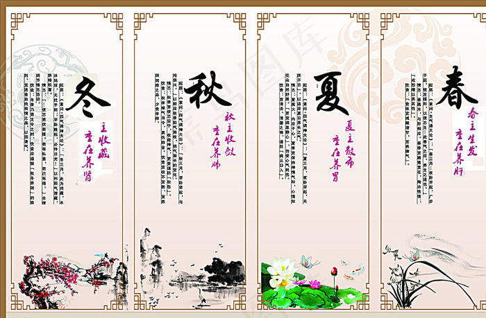 四季养生图片cdr矢量模版下载