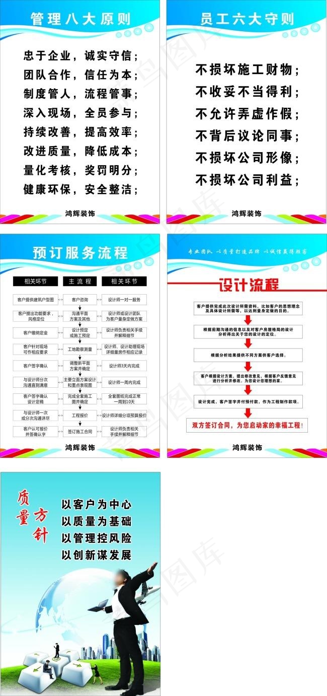 装饰公司制度牌cdr矢量模版下载