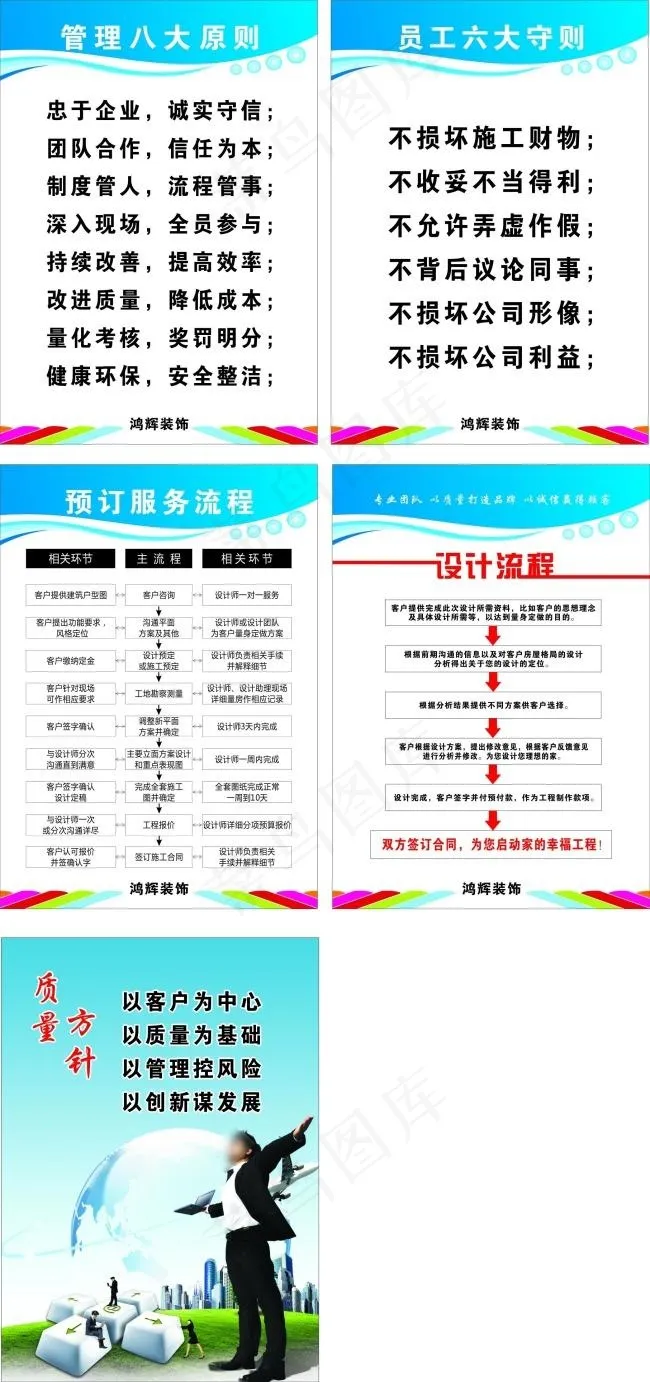 装饰公司制度牌cdr矢量模版下载