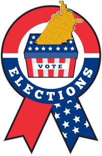 美国大选投票箱的美国地图 丝带