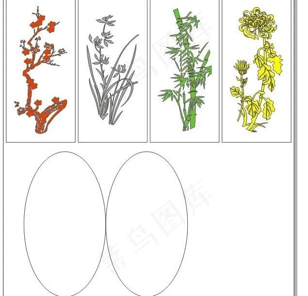 梅兰竹菊图片cdr矢量模版下载