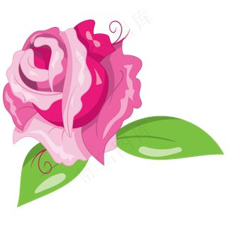 唯美玫红色花卉相框婚礼装饰PNG素...