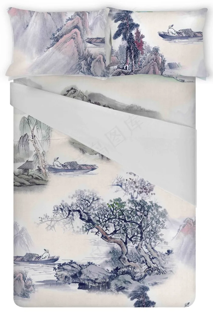 新中式水墨山水服装家纺面料花型印花(4724X7087(DPI:300))psd模版下载