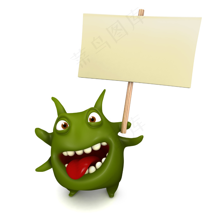 可爱卡通动物拿着广告牌图片
