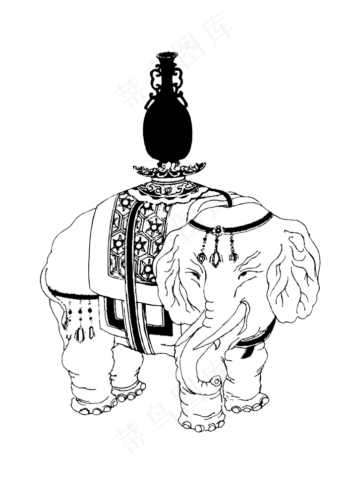 卡通动物大象插画ai矢量模版下载