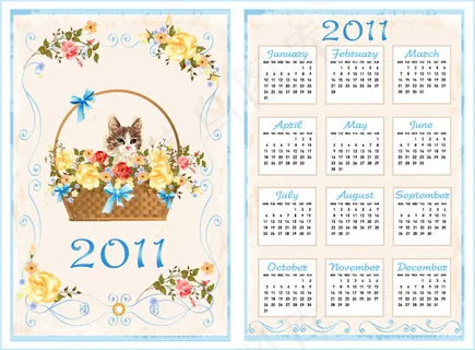 可爱小猫2011年历矢量素材