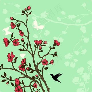 枝条花朵矢量背景