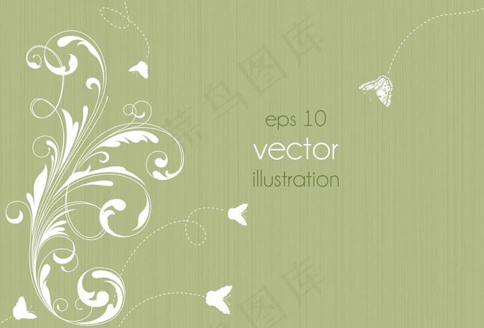 春天的花与蝴蝶矢量插画背景