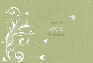 春天的花与蝴蝶矢量插画背景