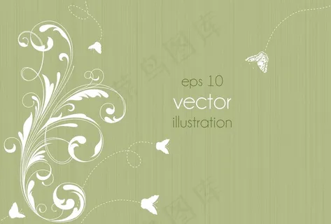 春天的花与蝴蝶矢量插画背景 春天的花与蝴蝶矢量插画背景