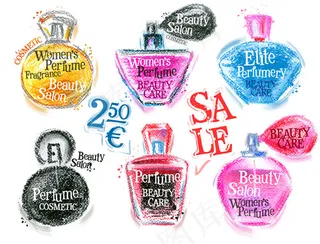 手绘香水促销海报矢量素材