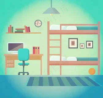 创意双人卧室设计矢量素材