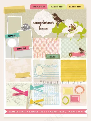 精美粉色标贴元素02——矢量素材