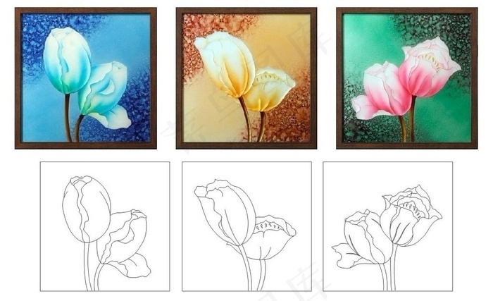 挂画百合花图片cdr矢量模版下载