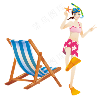 手绘卡通夏季游泳训练培训班png免...