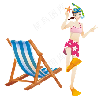 手绘卡通夏季游泳训练培训班png免...