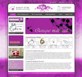 紫色高贵珠宝网站模板图片