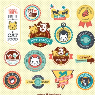 可爱宠物食品标签矢量素材图片