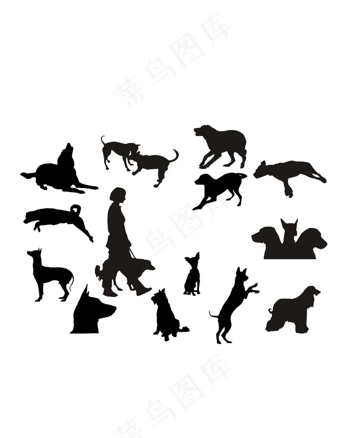 动物剪影人物剪影简笔插画狗
