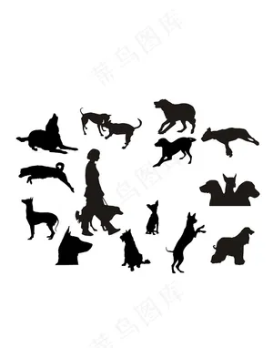 动物剪影人物剪影简笔插画狗