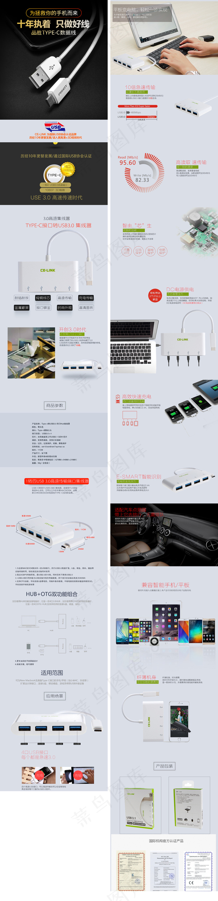 2017白色时尚数据线详情模板设计(790X12451(DPI:72))psd模版下载