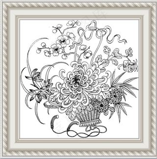 白描花篮