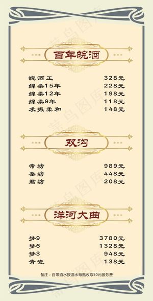 红酒酒水单设计