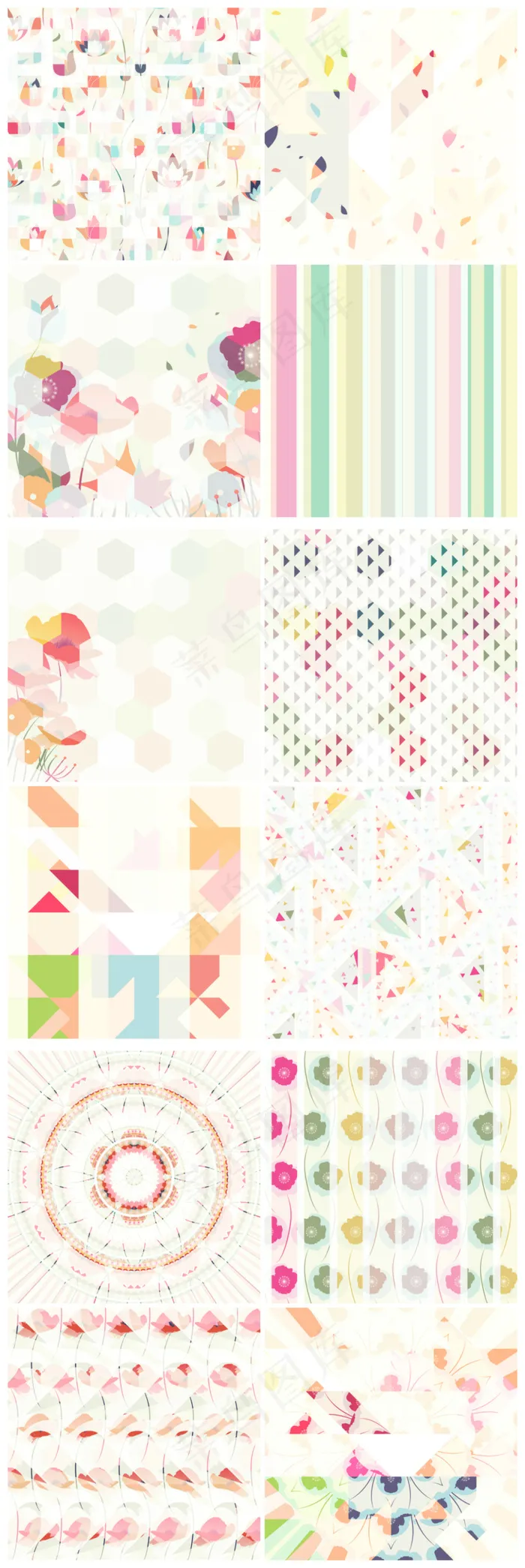 甜美风格抽象几何花纹条纹高清背景素...