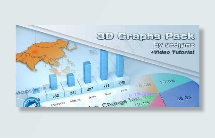 3D立体数据表格图形动态视频模板(X)