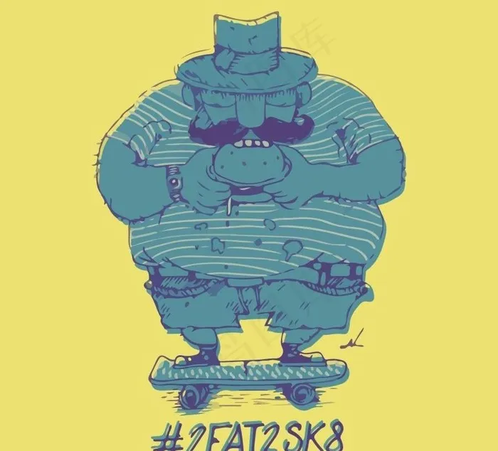 滑板胡子大叔图片cdr矢量模版下载
