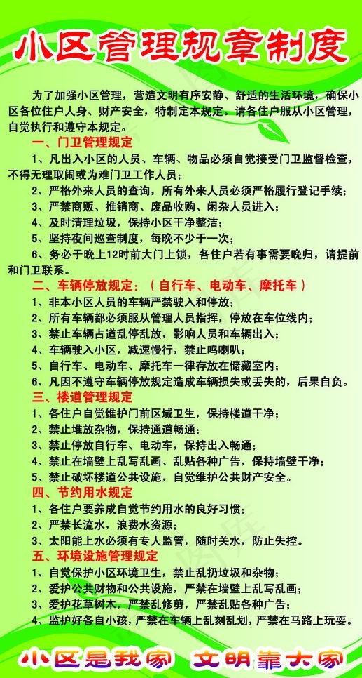 小区管理规章制度图片