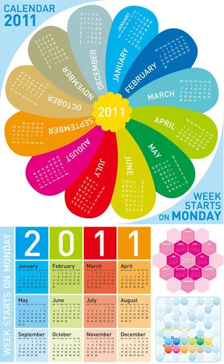 2011时尚年历矢量素材eps,ai矢量模版下载