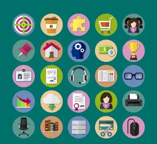 圆形商务图标矢量素材下载