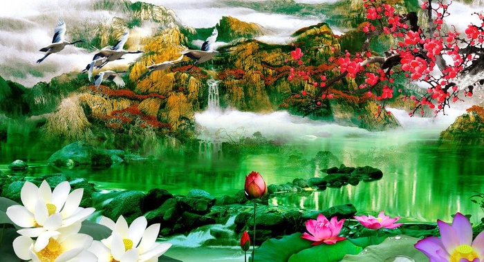 国画山水图片(5906X3543(DPI:300))psd模版下载