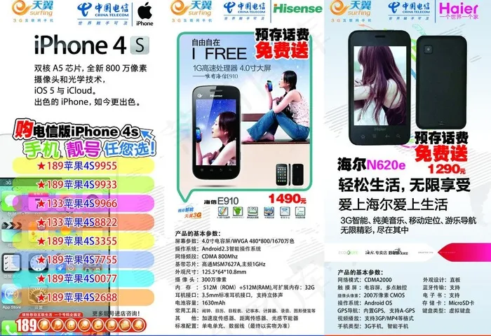 电信苹果4s上市图片psd模版下载