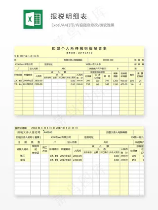 报税明细表