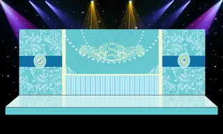 蒂芙尼蓝浪漫花纹主题婚礼舞台迎宾区...