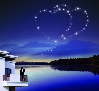浪漫爱情建筑黑夜星星爱心宣传海报